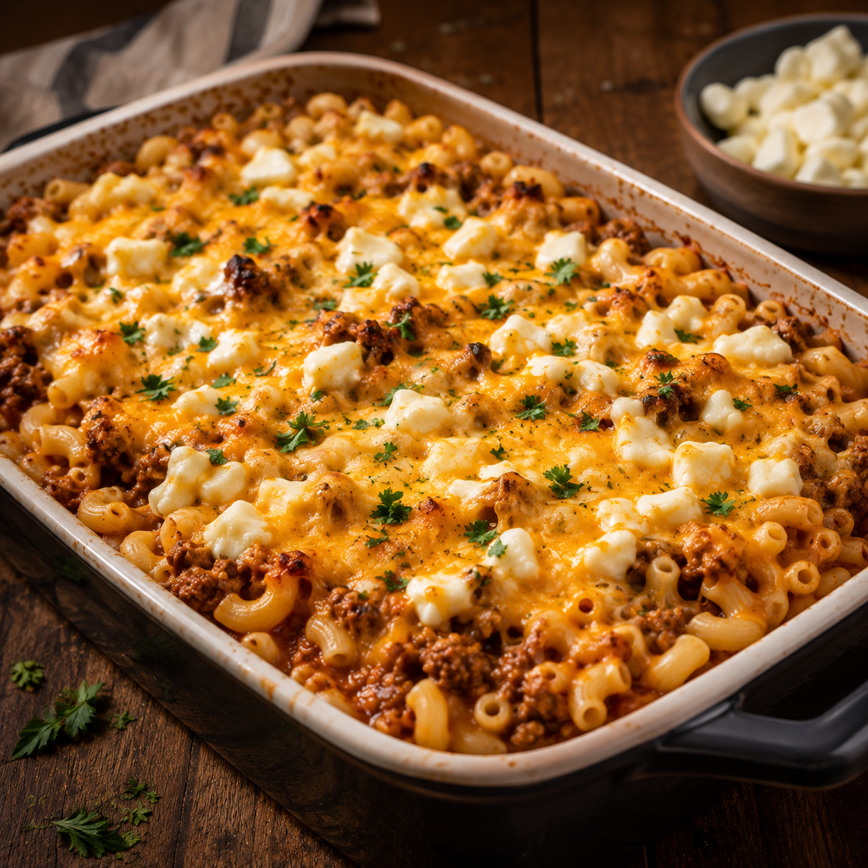 Macaroni à la viande et fromage en grain - Cochon Futé