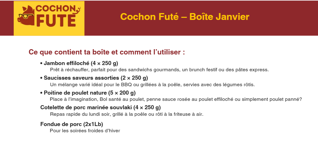 Boîte Cochon futé Janvier